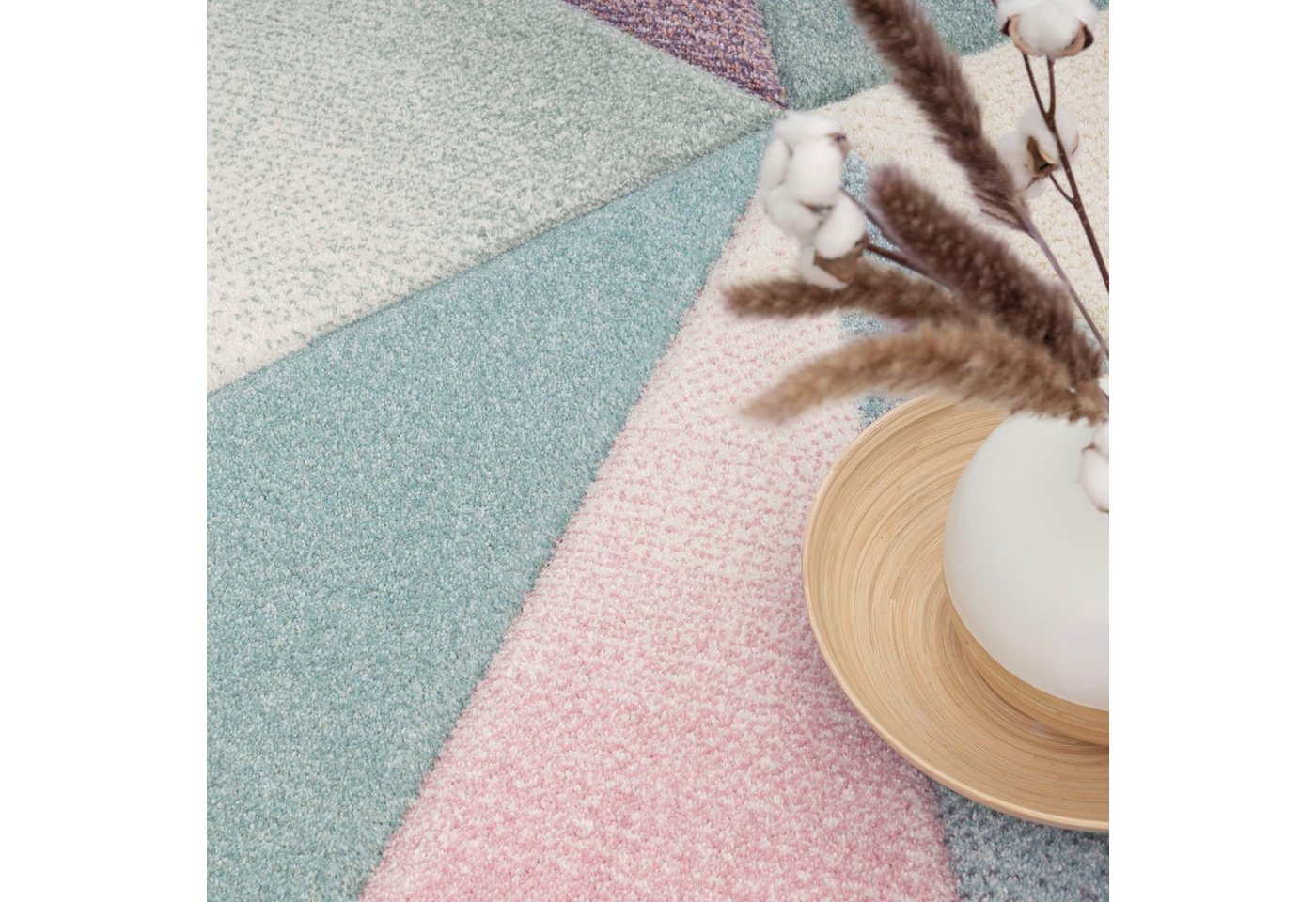 Paco Home Teppich Kosy 310, rechteckig, Höhe: 15 mm, Kurzflor, modernes geometrisches Muster, in schönen Pastell-Farben – Bild 5 von 5