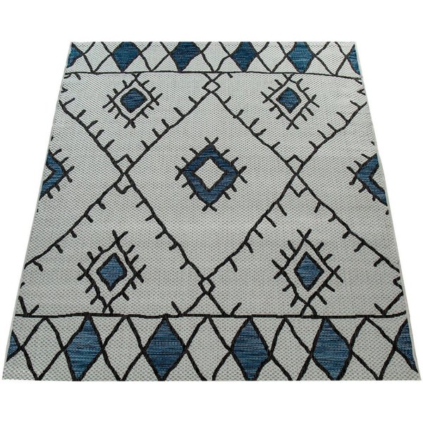 Paco Home Teppich Kuba 124, rechteckig, Höhe: 4 mm, Flachgewebe, Rauten Design, In- und Outdoor geeignet, Wohnzimmer