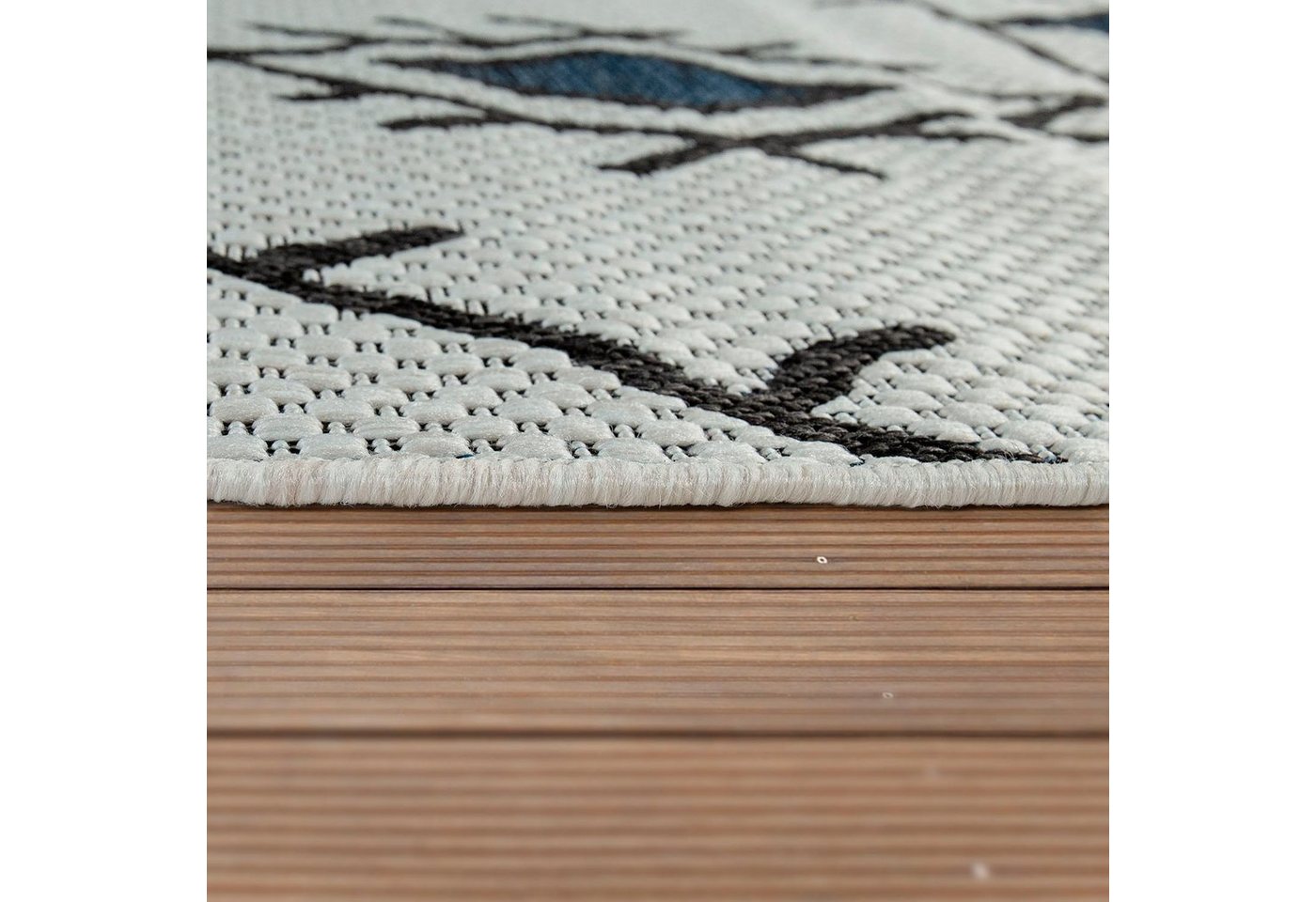 Paco Home Teppich Kuba 124, rechteckig, Höhe: 4 mm, Flachgewebe, Rauten Design, In- und Outdoor geeignet, Wohnzimmer – Bild 3 von 5