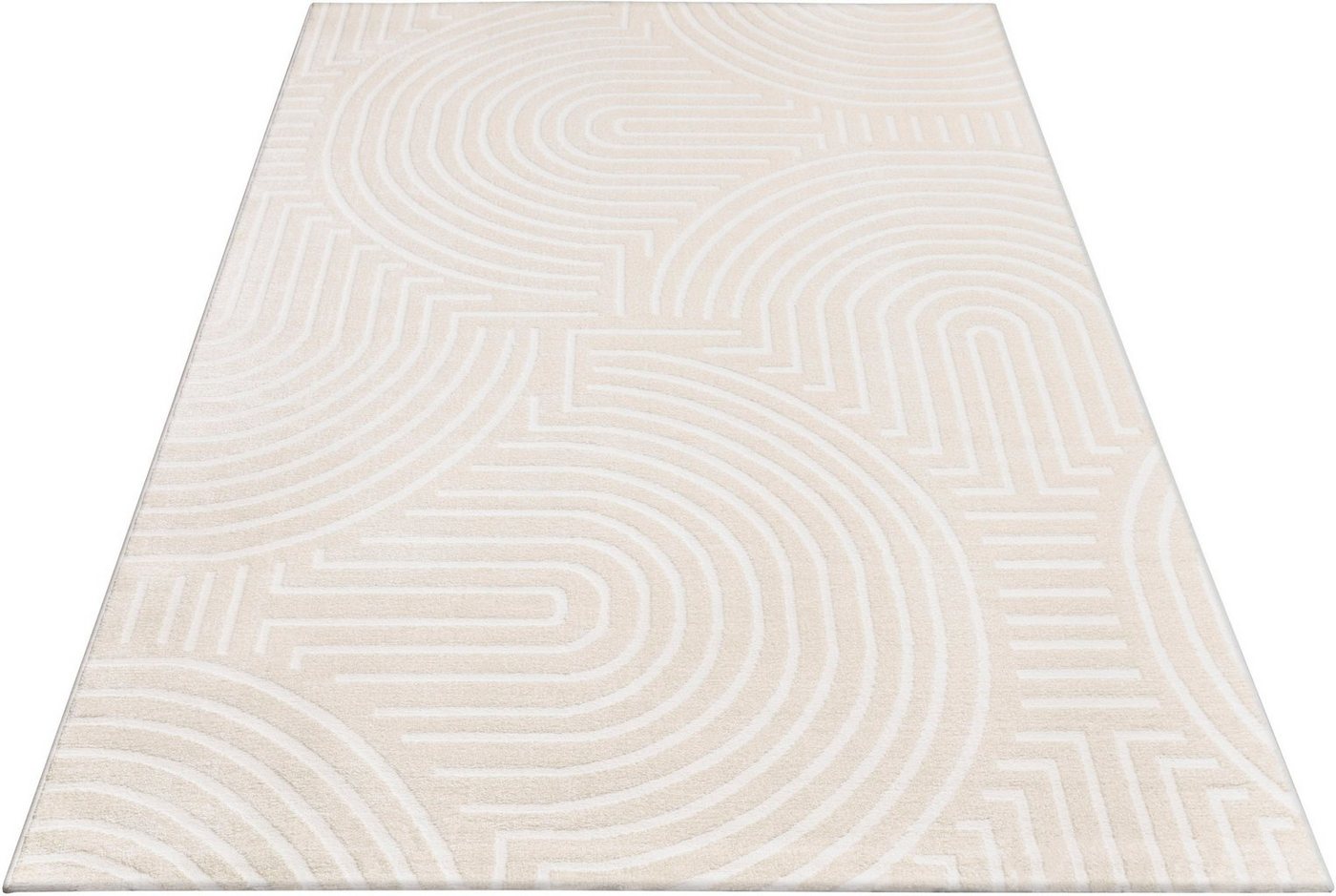 Paco Home Teppich Luzern 654, rechteckig, Höhe: 13 mm, Kurzflor, Uni Farben, Hoch-Tief-Struktur, Scandi Design – Bild 2 von 5
