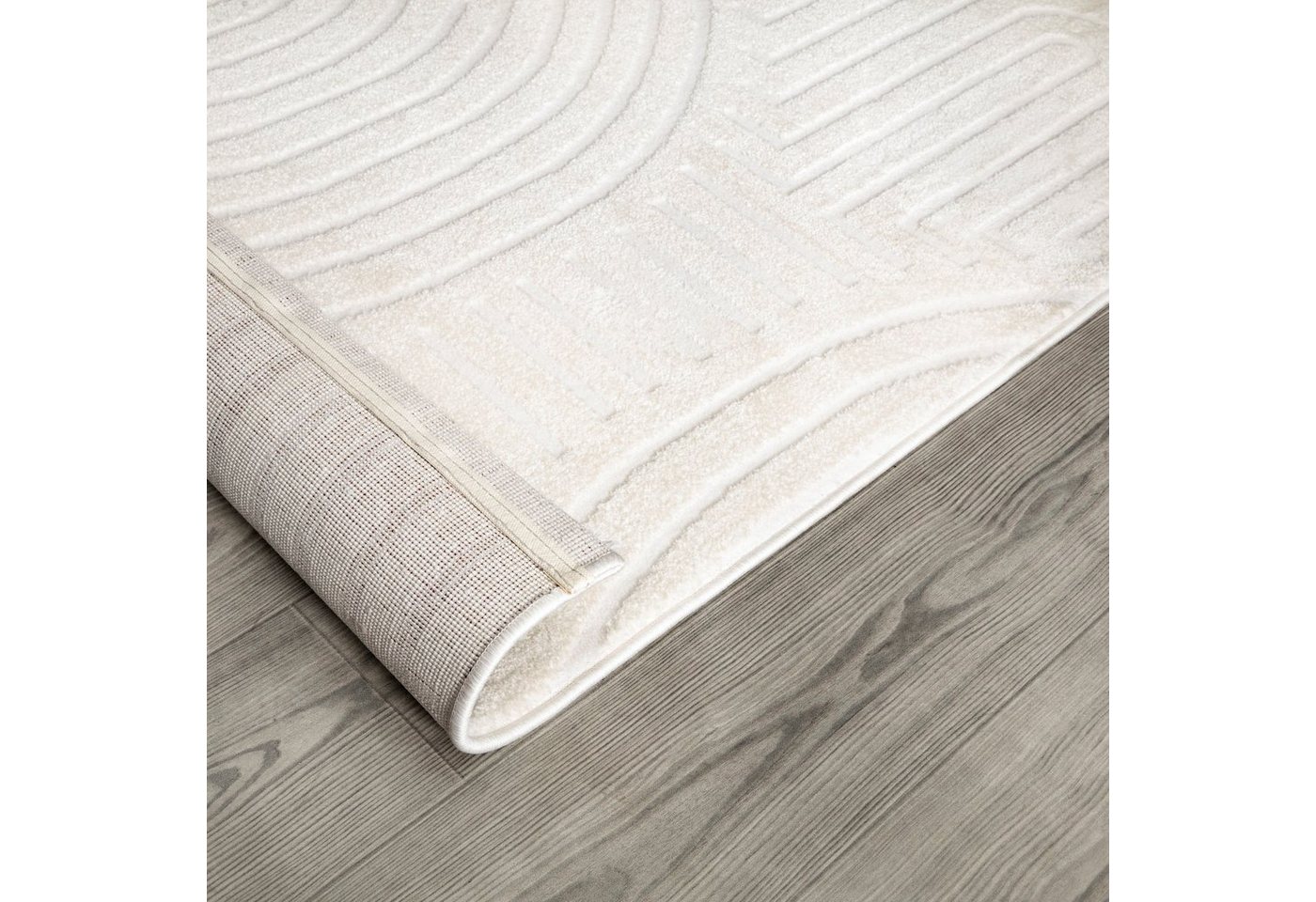 Paco Home Teppich Luzern 654, rechteckig, Höhe: 13 mm, Kurzflor, Uni Farben, Hoch-Tief-Struktur, Scandi Design – Bild 3 von 5