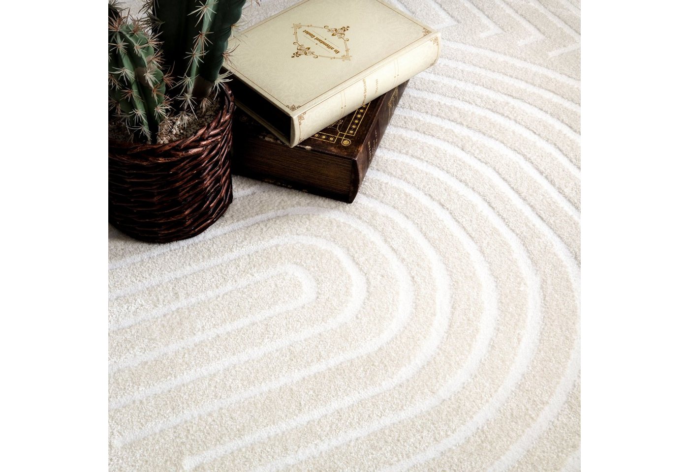 Paco Home Teppich Luzern 654, rechteckig, Höhe: 13 mm, Kurzflor, Uni Farben, Hoch-Tief-Struktur, Scandi Design – Bild 5 von 5