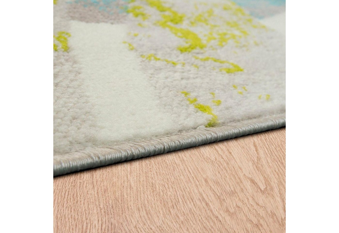 Paco Home Teppich Metro 162, rechteckig, Höhe: 12 mm, Kurzflor, Motiv Blätter, ideal im Wohnzimmer & Schlafzimmer – Bild 3 von 5