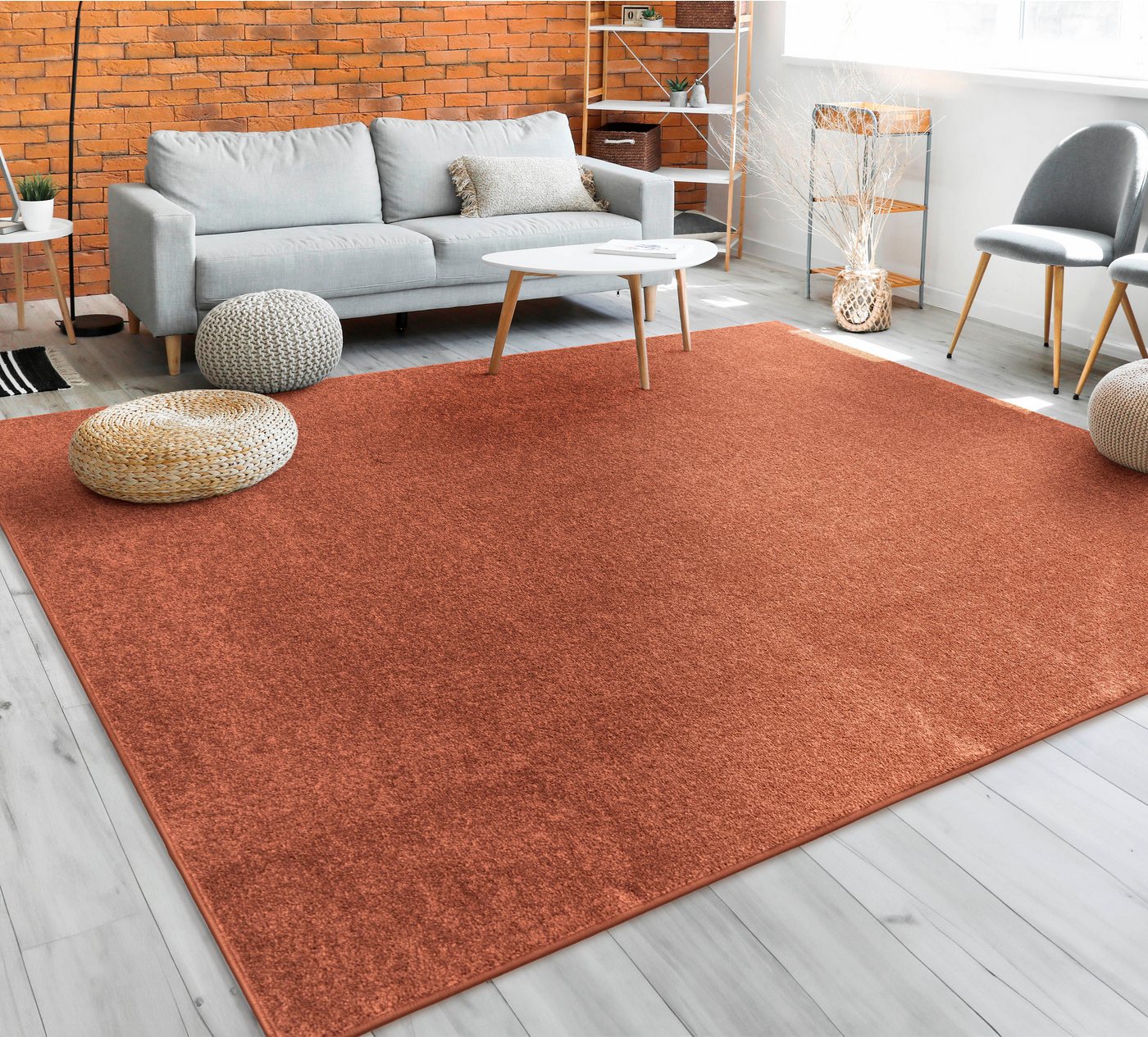Paco Home Teppich Porto 890, rechteckig, Höhe: 13 mm, Kurzflor, Uni-Farben, ideal im Wohnzimmer & Schlafzimmer – Bild 4 von 5