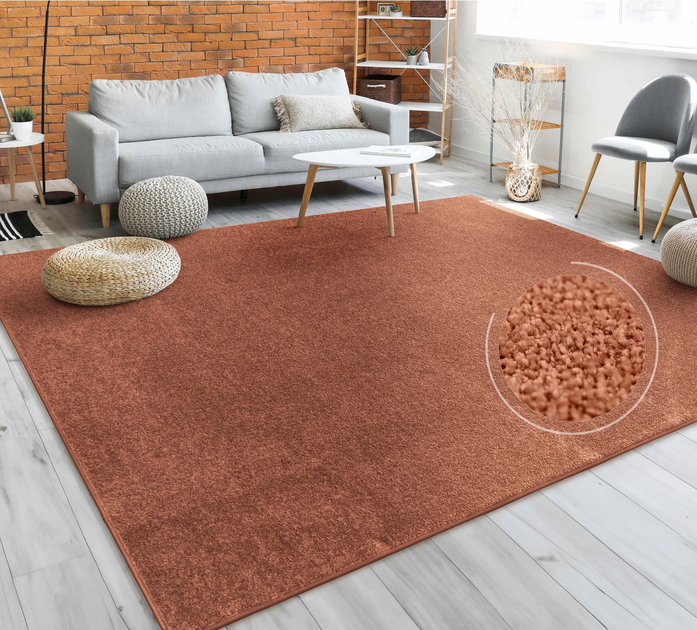 Paco Home Teppich Porto 890, rechteckig, Höhe: 13 mm, Kurzflor, Uni-Farben, ideal im Wohnzimmer & Schlafzimmer – Bild 5 von 5