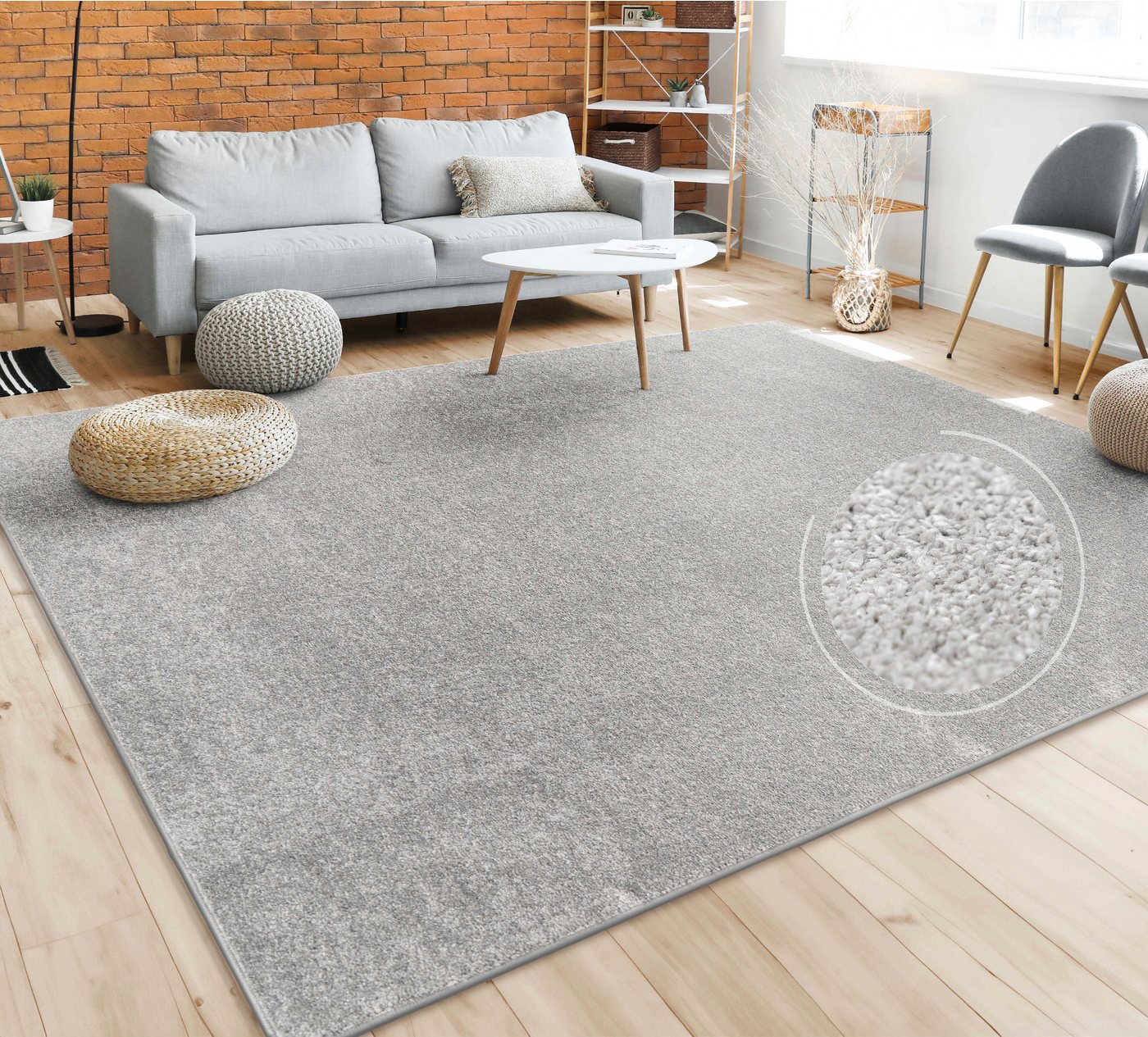 Paco Home Teppich Porto 890, rechteckig, Höhe: 13 mm, Kurzflor, Uni-Farben, ideal im Wohnzimmer & Schlafzimmer – Bild 5 von 5