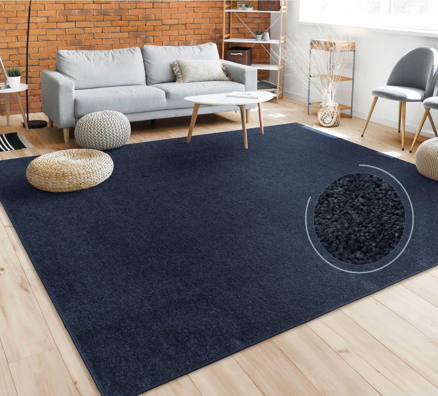 Paco Home Teppich Porto 890, rechteckig, Höhe: 13 mm, Kurzflor, Uni-Farben, ideal im Wohnzimmer & Schlafzimmer – Bild 5 von 5