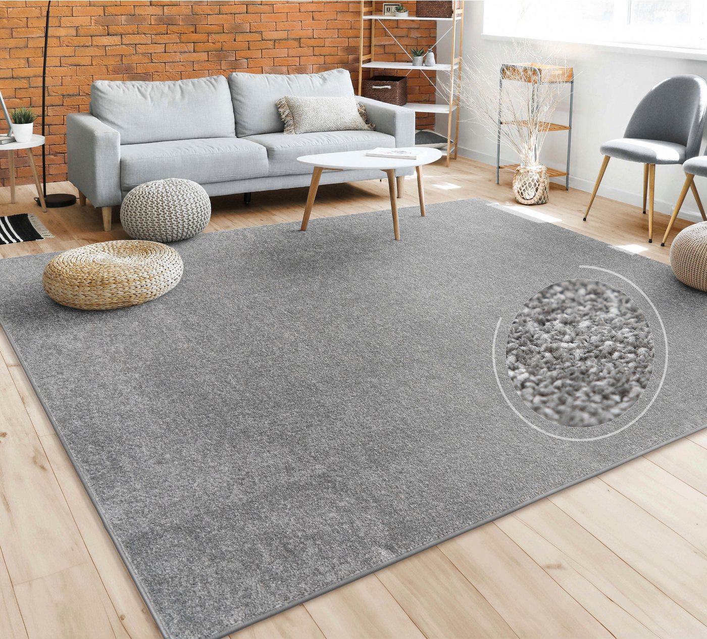 Paco Home Teppich Porto 890, rechteckig, Höhe: 13 mm, Kurzflor, Uni-Farben, ideal im Wohnzimmer & Schlafzimmer – Bild 5 von 5