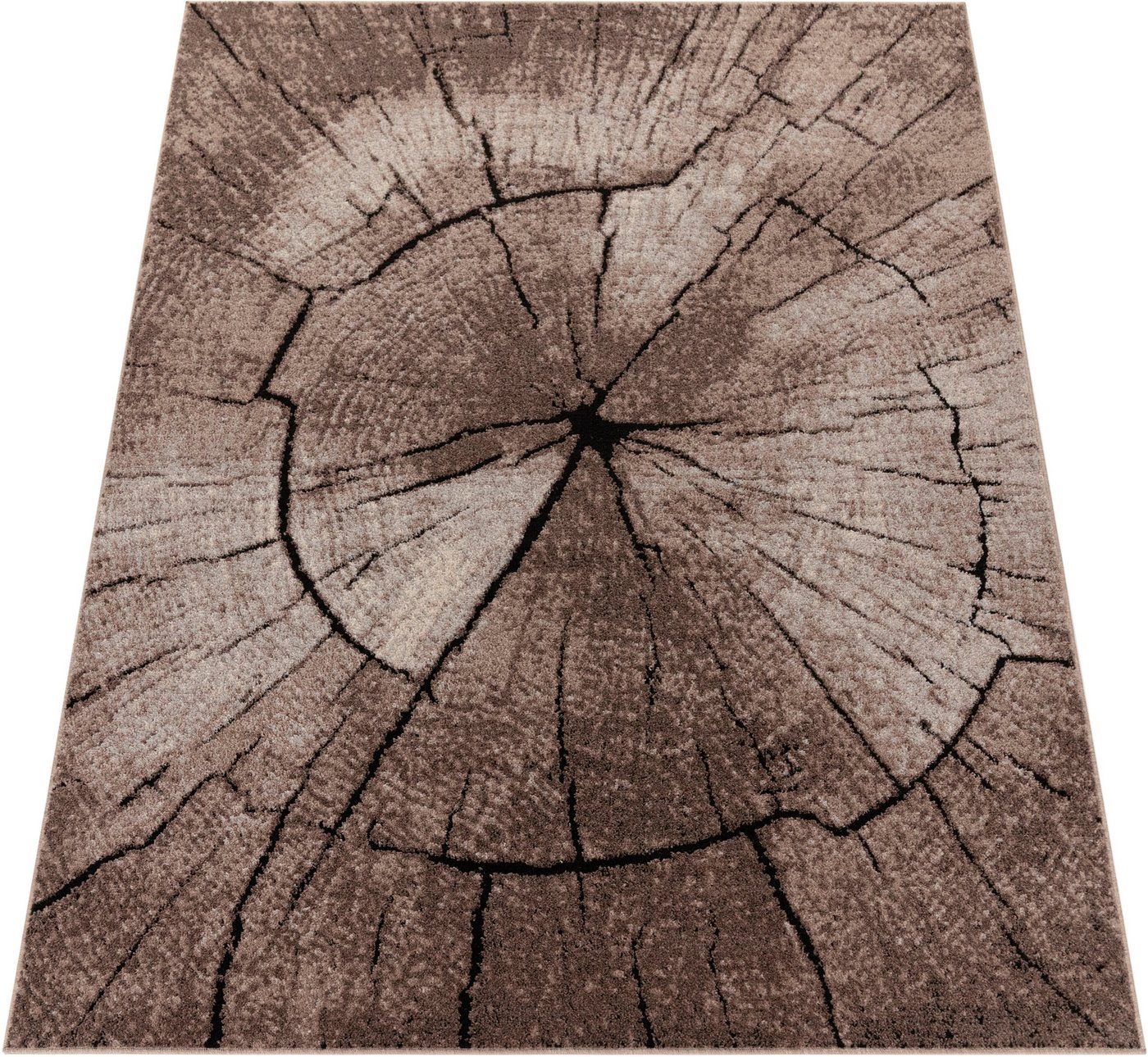 Paco Home Teppich Rodos 605, rechteckig, Höhe: 18 mm, Kurzflor, Motiv Baumstumpf, Holz, ideal im Wohnzimmer & Schlafzimmer – Bild 2 von 5