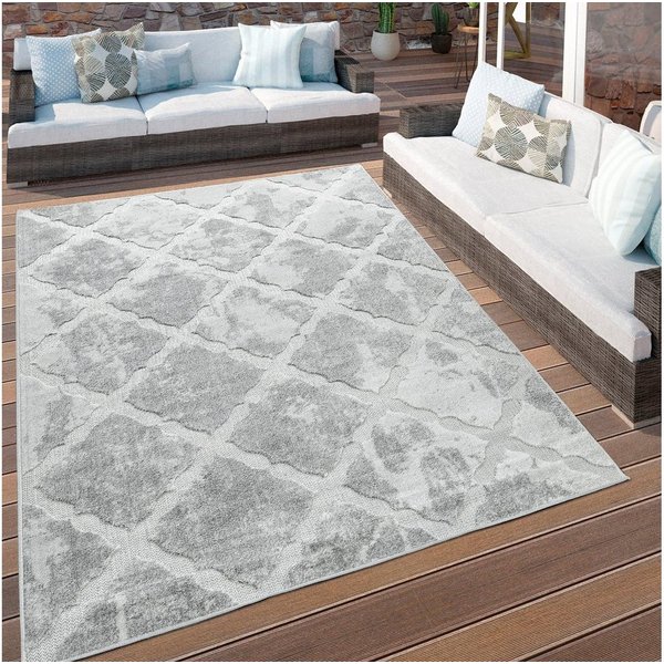 Paco Home Teppich Stilo 859, rechteckig, Höhe: 12 mm, Hoch-Tief-Struktur, In- und Outdoor geeignet, Wohnzimmer