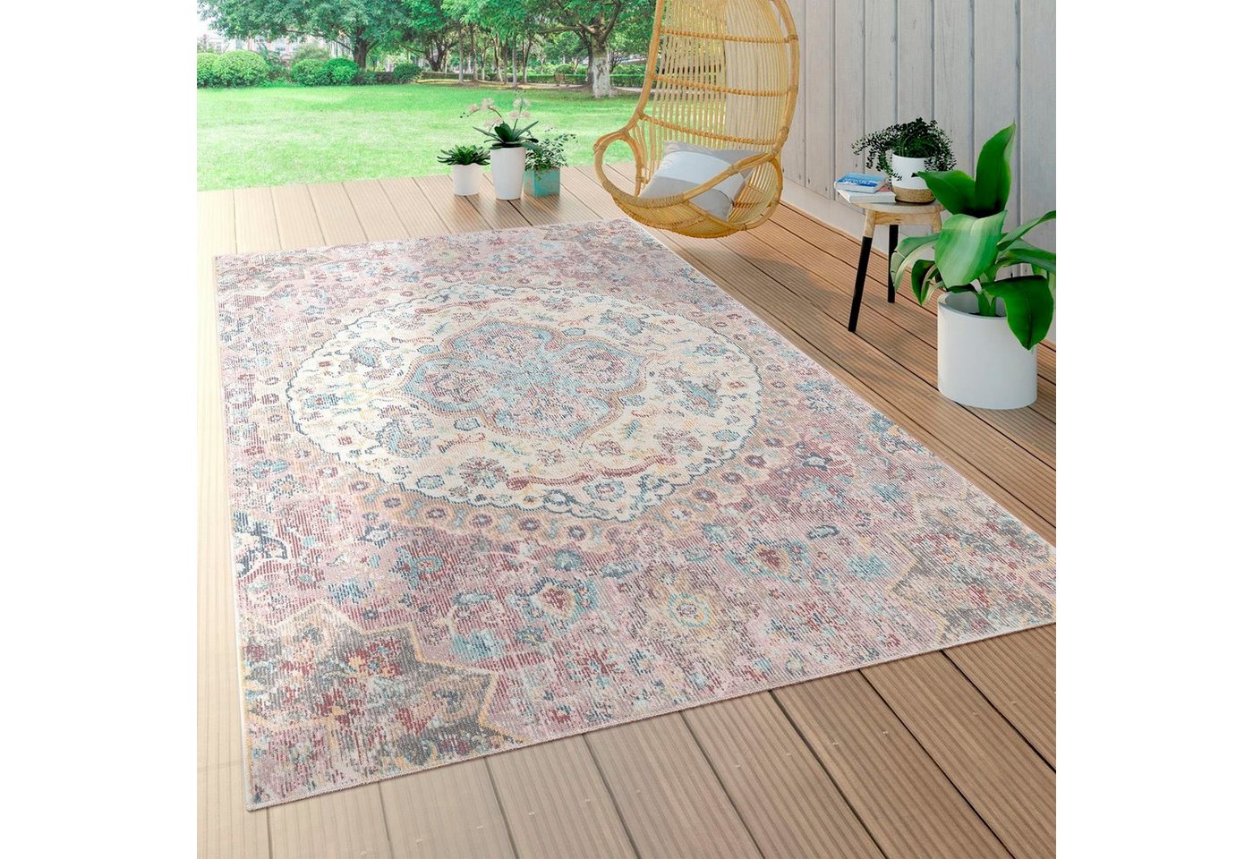 Paco Home Teppich Torres 271, rechteckig, Höhe: 8 mm, Kurzflor, Orient-Optik, Vintage Design, In- und Outdoor geeignet – Bild 2 von 5