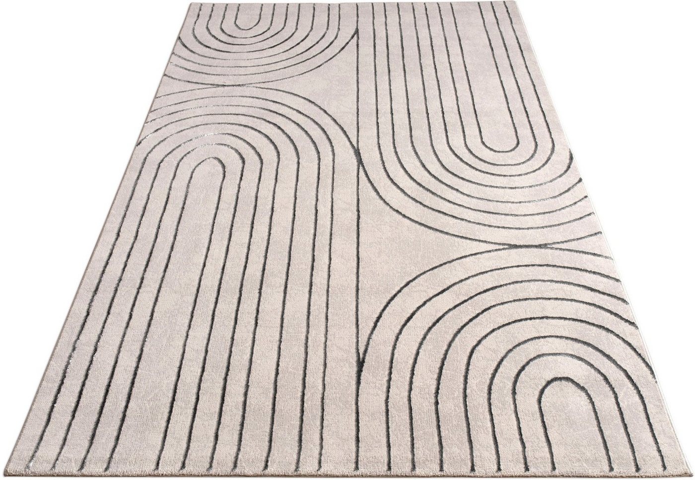 Paco Home Teppich Tuana 215, rechteckig, Höhe: 15 mm, Kurzflor, Regenbogen, Hoch-Tief Struktur, Scandi-Look – Bild 2 von 5