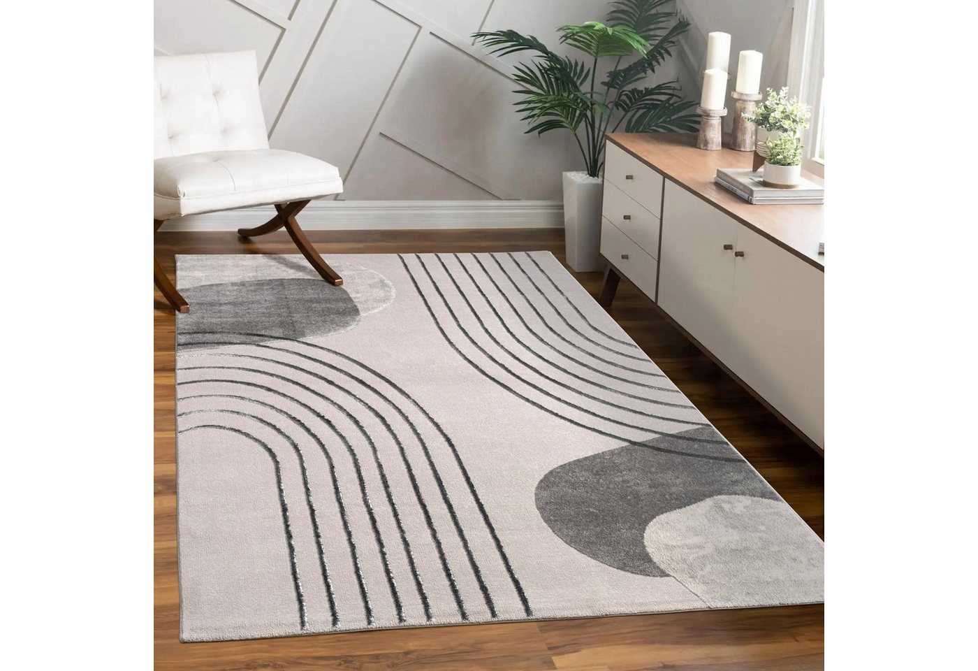 Paco Home Teppich Tuana 216, rechteckig, Höhe: 15 mm, Kurzflor, modernes Design, Regenbogen, Hoch-Tief Struktur, Scandi-Look – Bild 2 von 5