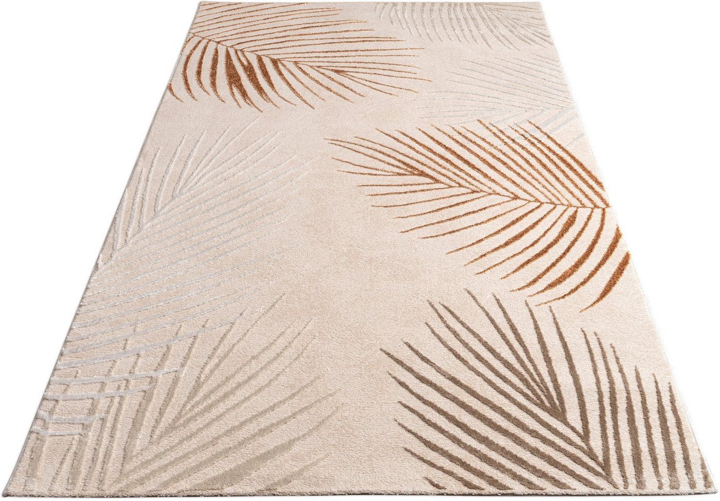 Paco Home Teppich Tuana 218, rechteckig, Höhe: 15 mm, Kurzflor, modernes Blätter Design, Hoch-Tief-Struktur, Wohnzimmer – Bild 2 von 5