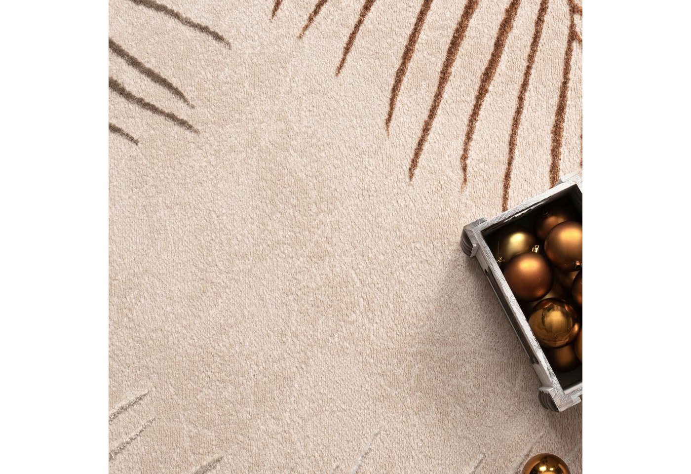 Paco Home Teppich Tuana 218, rechteckig, Höhe: 15 mm, Kurzflor, modernes Blätter Design, Hoch-Tief-Struktur, Wohnzimmer – Bild 5 von 5