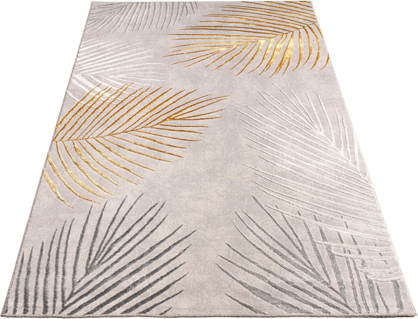 Paco Home Teppich Tuana 218, rechteckig, Höhe: 15 mm, Kurzflor, modernes Blätter Design, Hoch-Tief-Struktur, Wohnzimmer – Bild 2 von 5
