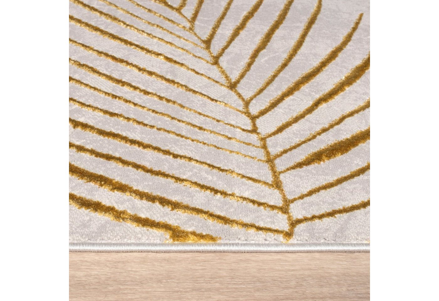 Paco Home Teppich Tuana 218, rechteckig, Höhe: 15 mm, Kurzflor, modernes Blätter Design, Hoch-Tief-Struktur, Wohnzimmer – Bild 3 von 5