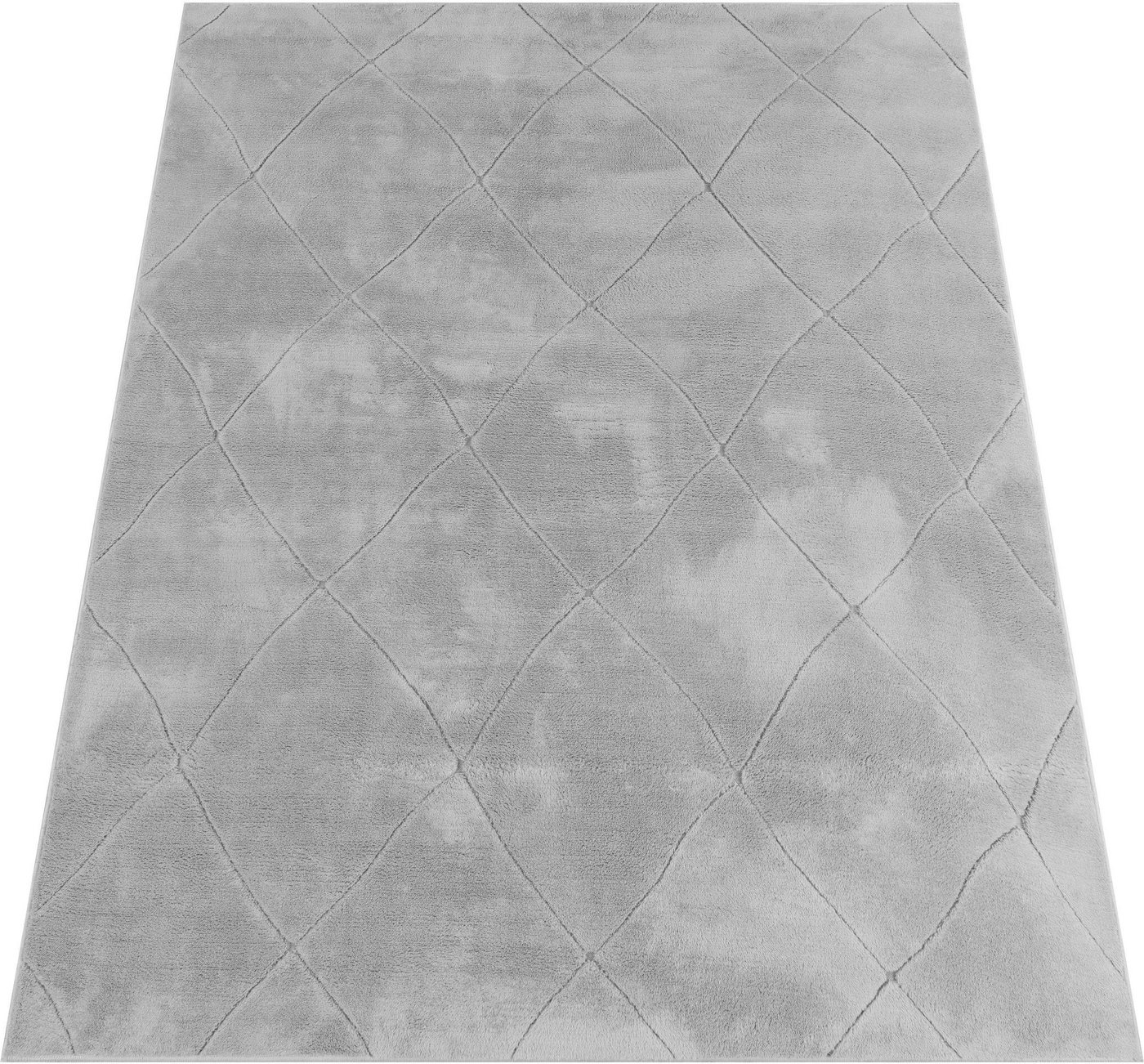 Paco Home Teppich Utrecht 641, rechteckig, Höhe: 4 mm, Kurzflor, Uni Farben, 3D-Design, Rauten Muster, besonders weich – Bild 2 von 5