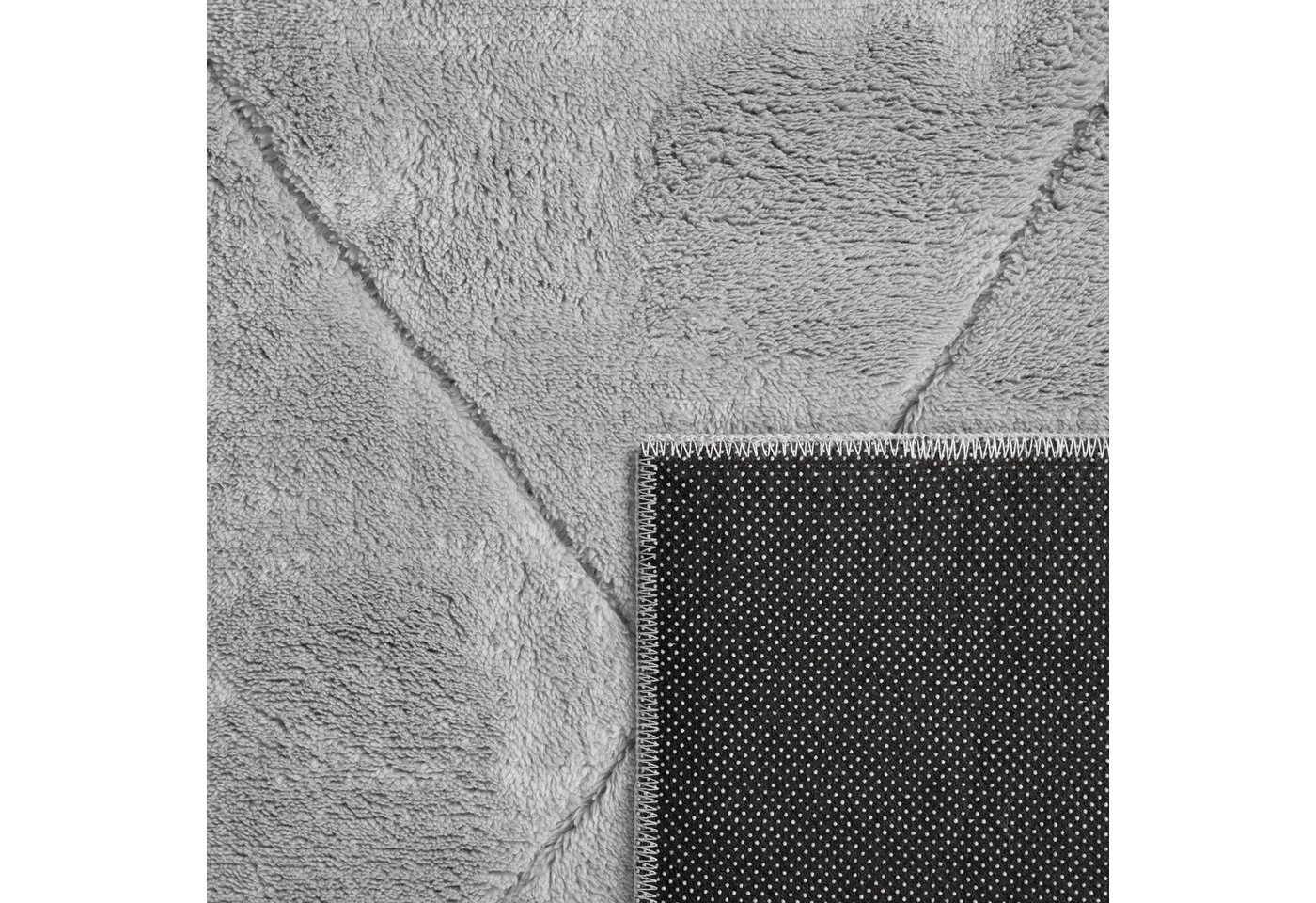 Paco Home Teppich Utrecht 641, rechteckig, Höhe: 4 mm, Kurzflor, Uni Farben, 3D-Design, Rauten Muster, besonders weich – Bild 3 von 5