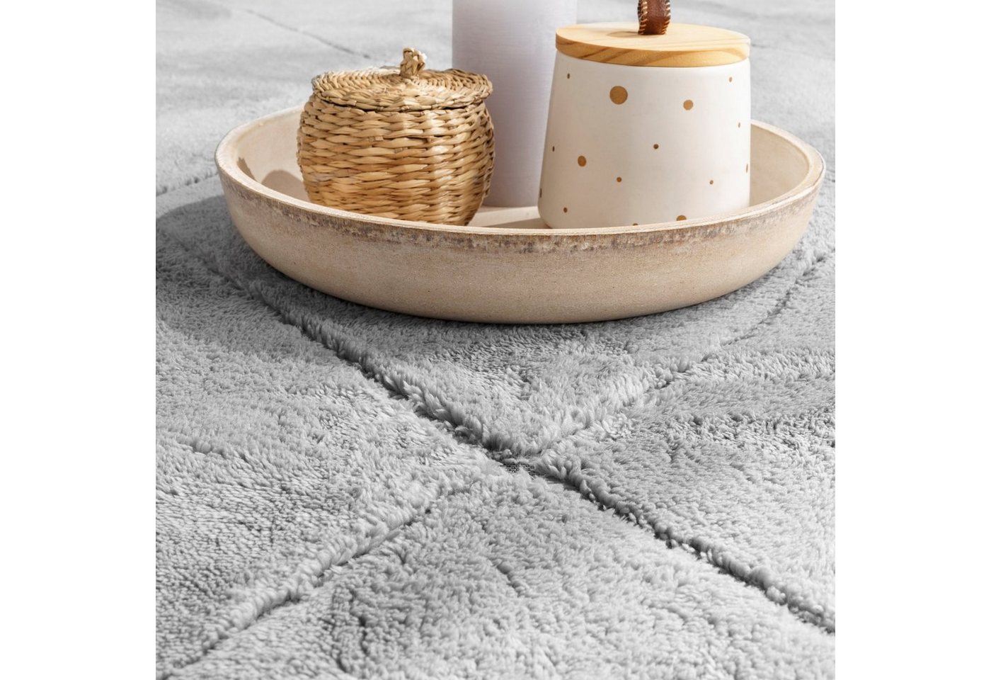 Paco Home Teppich Utrecht 641, rechteckig, Höhe: 4 mm, Kurzflor, Uni Farben, 3D-Design, Rauten Muster, besonders weich – Bild 5 von 5