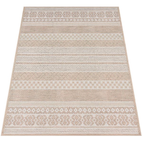 Paco Home Teppich Vermont 183, rechteckig, Höhe: 4 mm, Flachgewebe, modernes gestreiftes Design, In- und Outdoor geeignet
