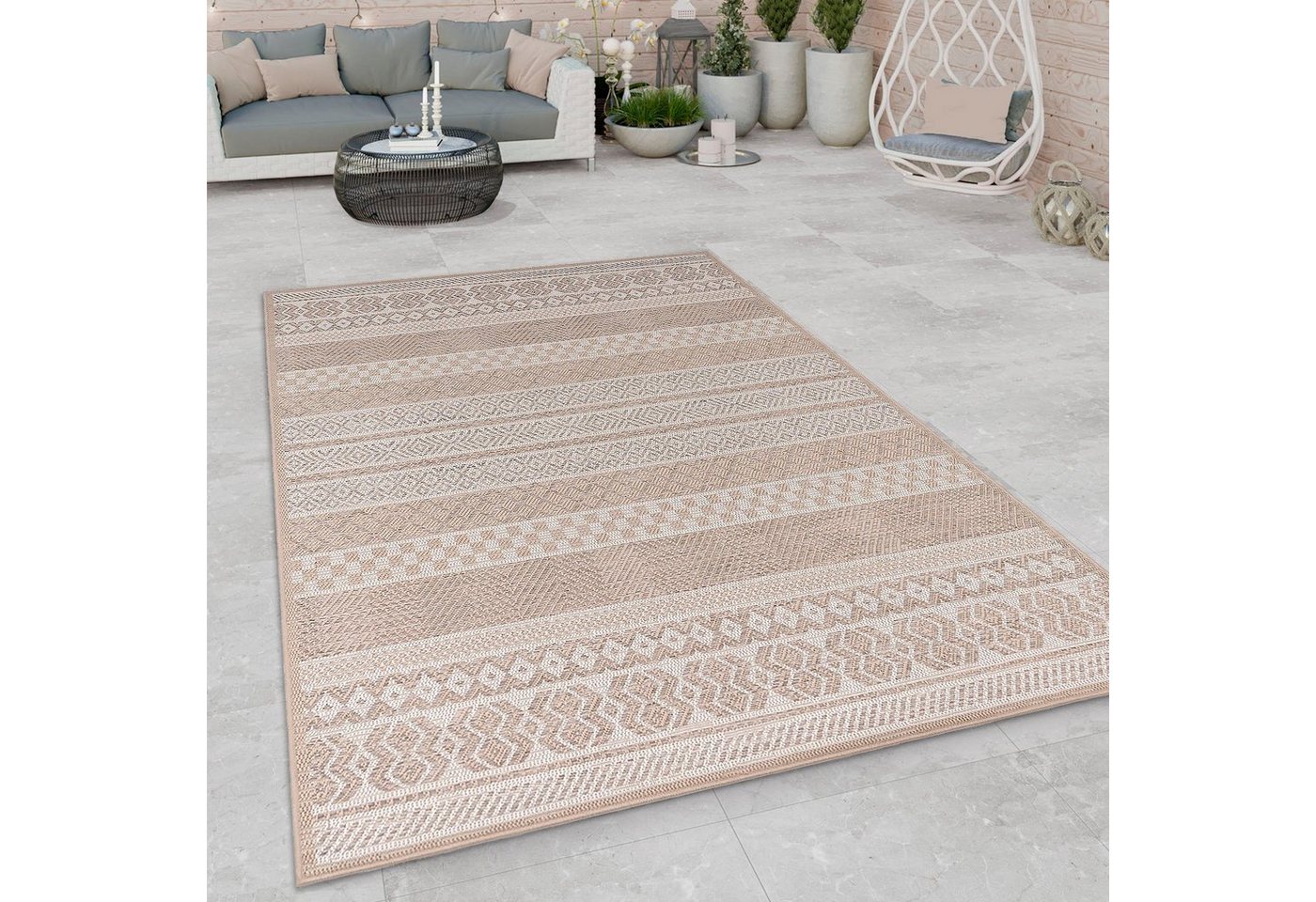 Paco Home Teppich Vermont 183, rechteckig, Höhe: 4 mm, Flachgewebe, modernes gestreiftes Design, In- und Outdoor geeignet – Bild 2 von 5
