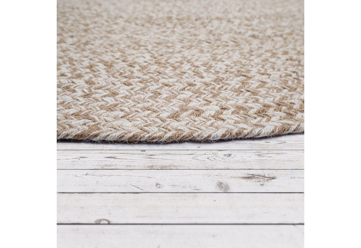 Paco Home Teppich Viborg 595, rund, Höhe: 13 mm, Jute, Modern, Boho, Handgefertigter Natur-Teppich – Bild 5 von 5