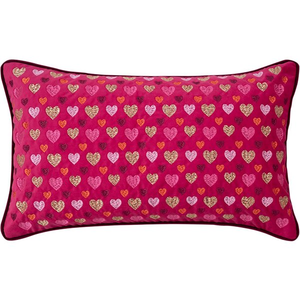 PAD Dekokissen HEARTS, Allover-Stickerei – flächendeckendes Herz-Design mit Struktur