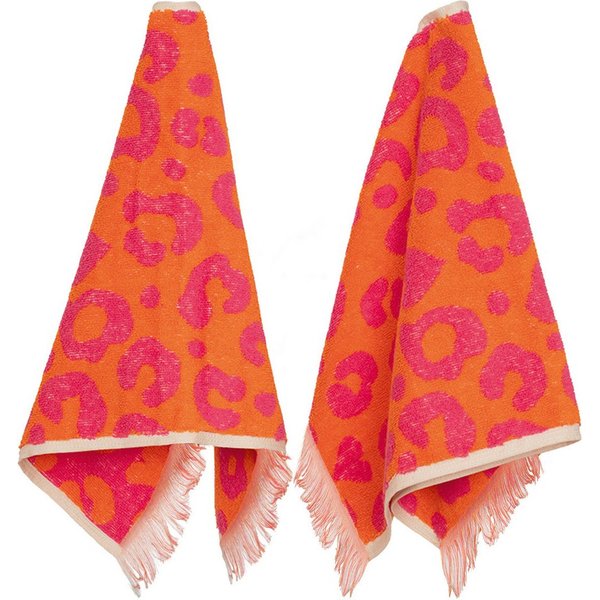 PAD Gästehandtücher LEO, 30x50 cm, Frottier (Set, 2-St), Leo-Design, Jacquard-Webung, weich und saugstark, mit Fransen