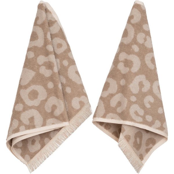 PAD Gästehandtücher LEO, 30x50 cm, Frottier (Set, 2-St), Leo-Design, Jacquard-Webung, weich und saugstark, mit Fransen