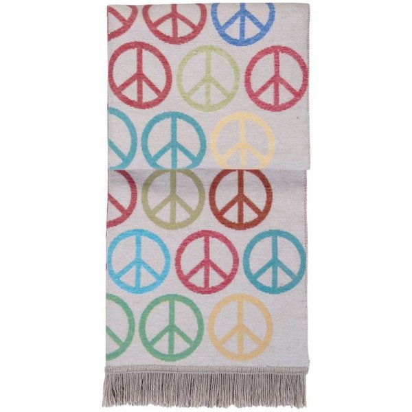 Wohndecke PEACE MULTI, PAD, Made in Europe, Kuscheldecke, Peace Zeichen, mit Fransen, 150x200 cm