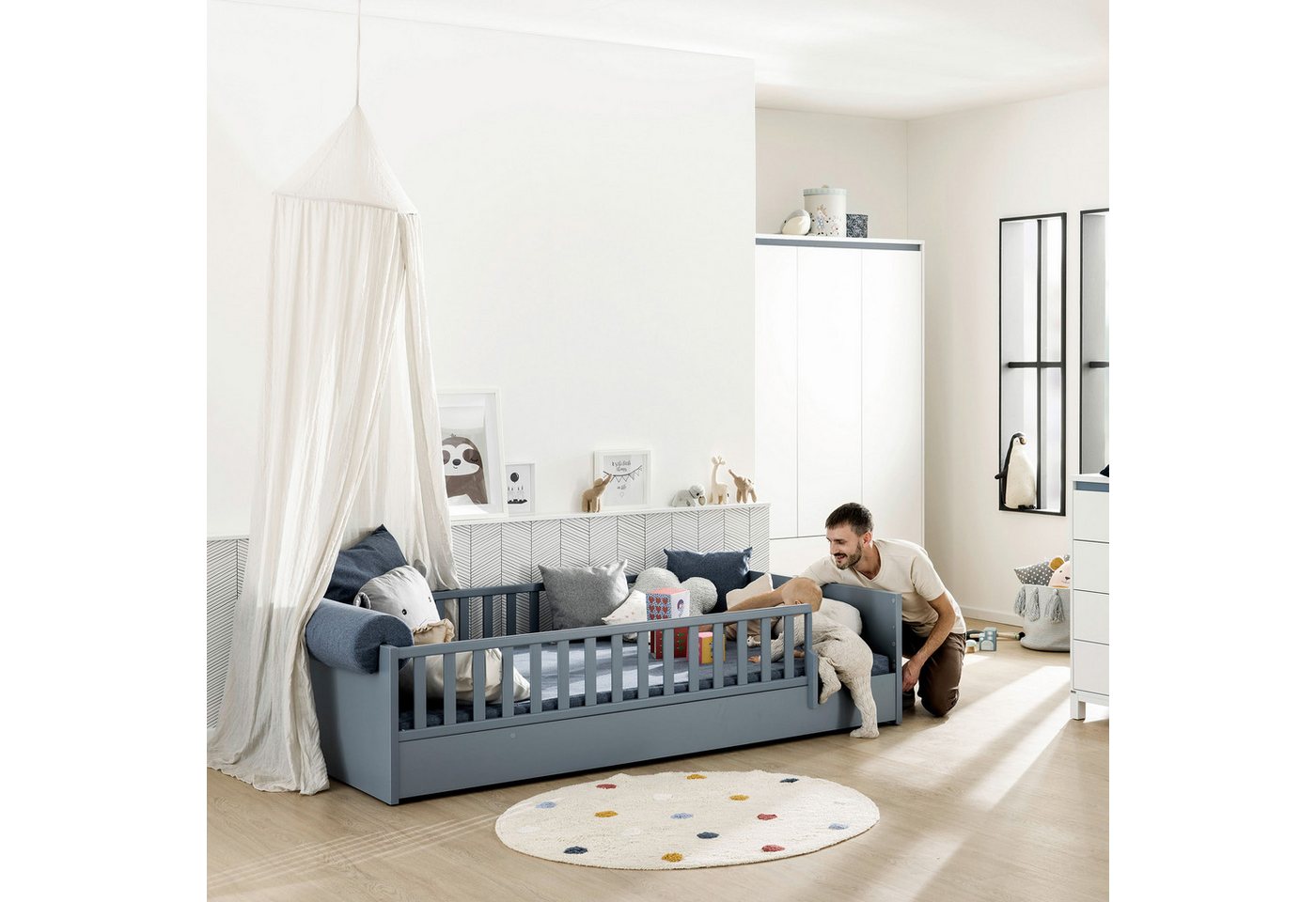 PAIDI Kinderbett LITTLE FLO, vom Baby bis zum Teeni, in mehreren Farben und Breiten (Breite/Länge: 90x200cm + 120X200cm +140x200cm), umbaubar zum Kinder- oder J – Bild 2 von 5