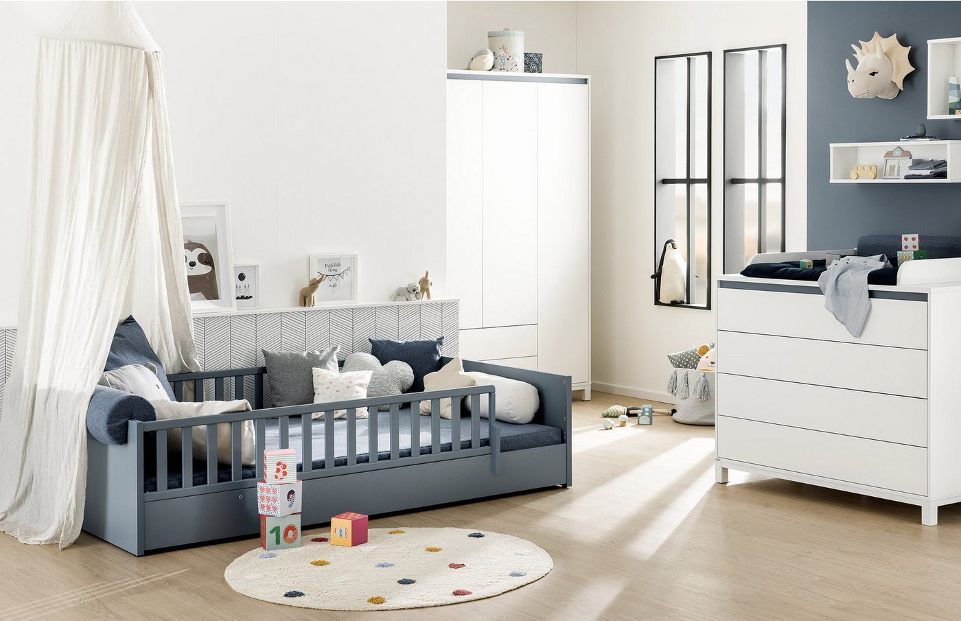 PAIDI Kinderbett LITTLE FLO, vom Baby bis zum Teeni, in mehreren Farben und Breiten (Breite/Länge: 90x200cm + 120X200cm +140x200cm), umbaubar zum Kinder- oder J – Bild 3 von 5