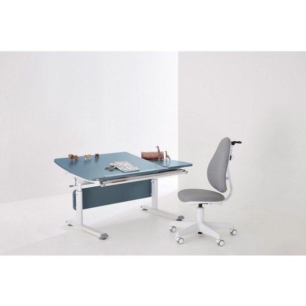 PAIDI Kinderschreibtisch DIEGO CURVED GT, Schülerschreibtisch, ergonomisch, mitwachsend, stufenlos höhenverstellbar, geteilte Tischplatte neigbar