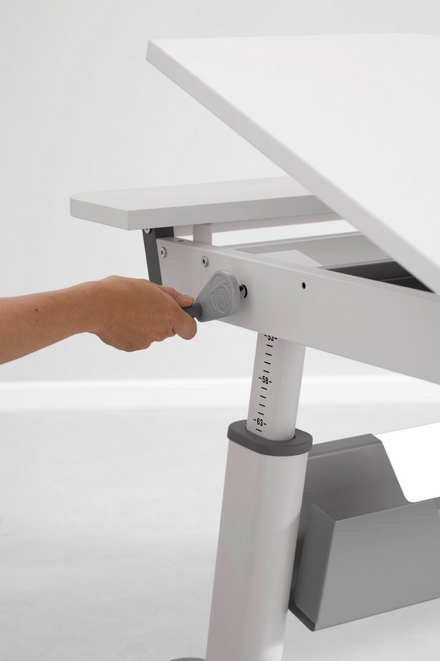 PAIDI Kinderschreibtisch JARO in Weiß, mitwachsend & ergonomisch (B/H/T ca. 120/53-74/75 cm), höhenverstellbarer Schülerschreibtisch, Platte bis 20° neigbar – Bild 4 von 5