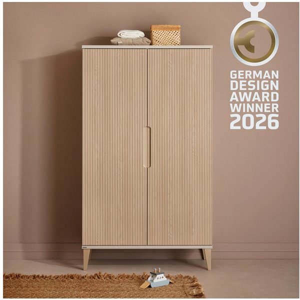 PAIDI Kleiderschrank JONTE in Beige & Eichefarben mit gerillten Türen, verschiedene Größen (B/H/T ca. 95-141/164-207/40-56cm, mit 2 oder 3 Türen + Tiny-Variante