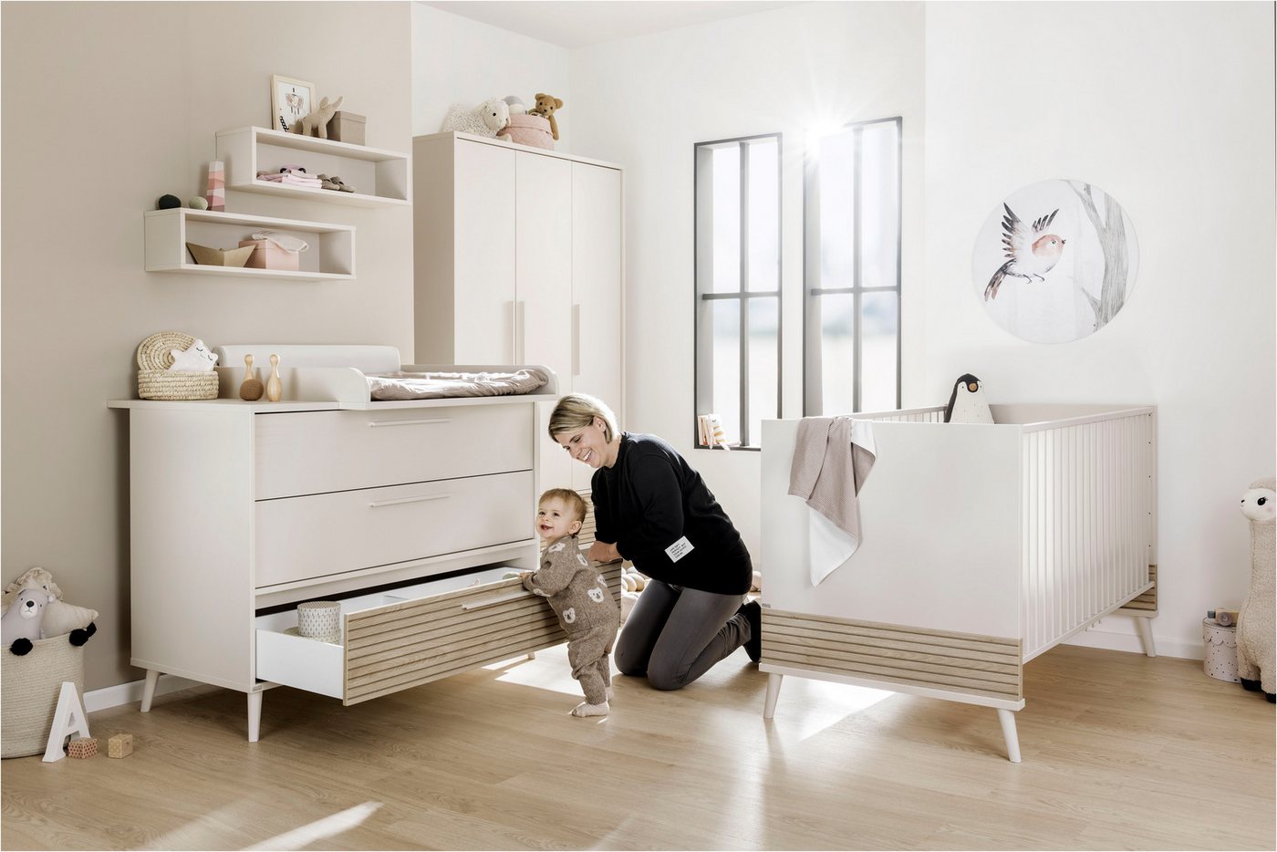 PAIDI Wickelkommode EEFJE in Beige, 3 Schubladen mit Soft-Close, verschiedene Ausführungen, langlebige Kommode, geprüfte Sicherheit, Wickeltisch aus Holz – Bild 4 von 5
