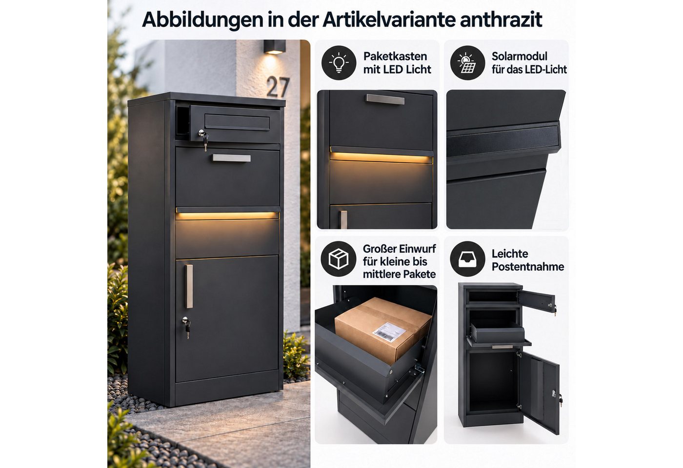 MCW Paketbriefkasten MCW-R36 (1-St), Mit Briefschlitz – Bild 4 von 5