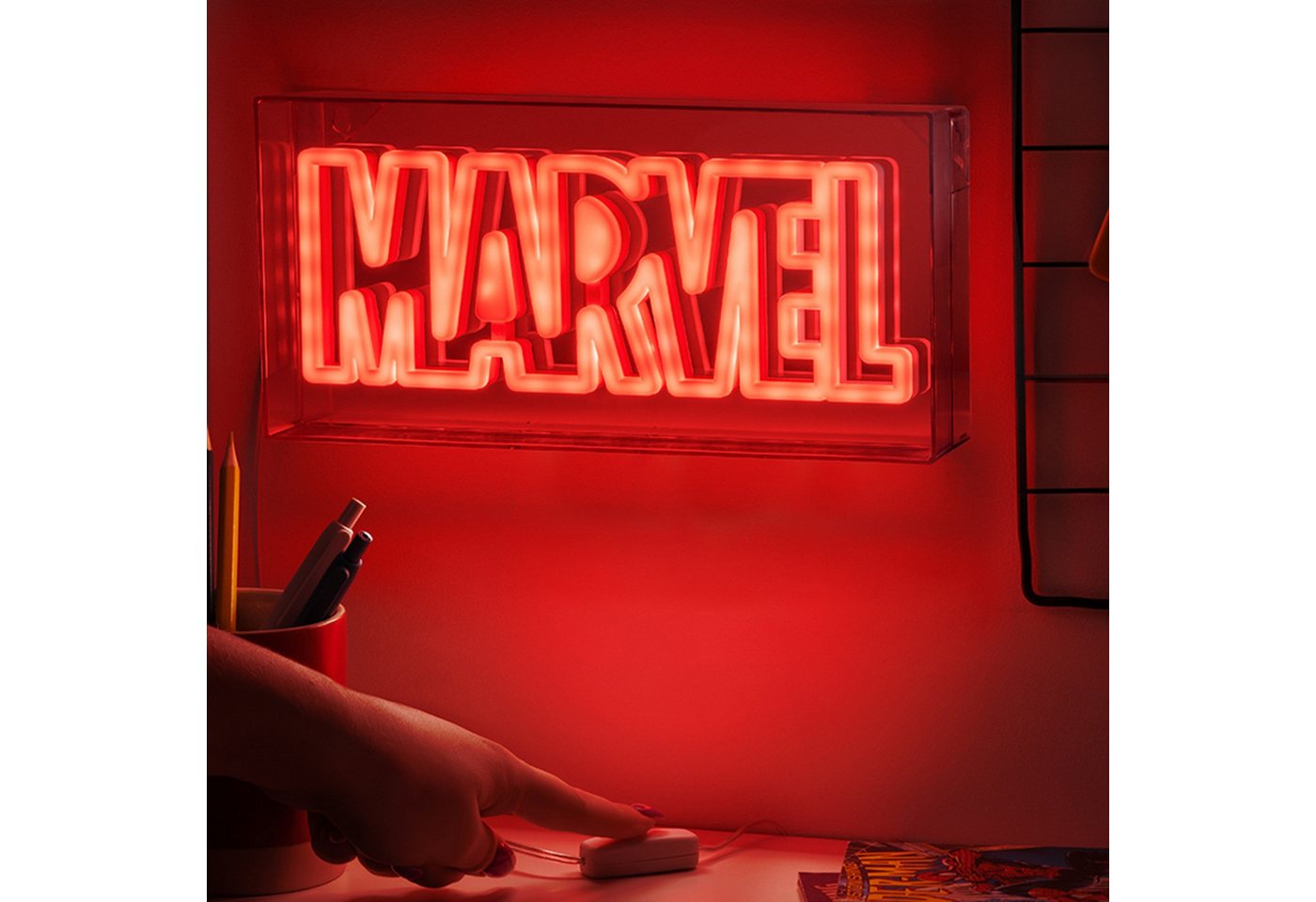 Paladone Dekolicht Marvel Logo LED Neonlicht, LED fest integriert, freistehendes oder wandmontierbares Licht-Schild – Bild 2 von 5