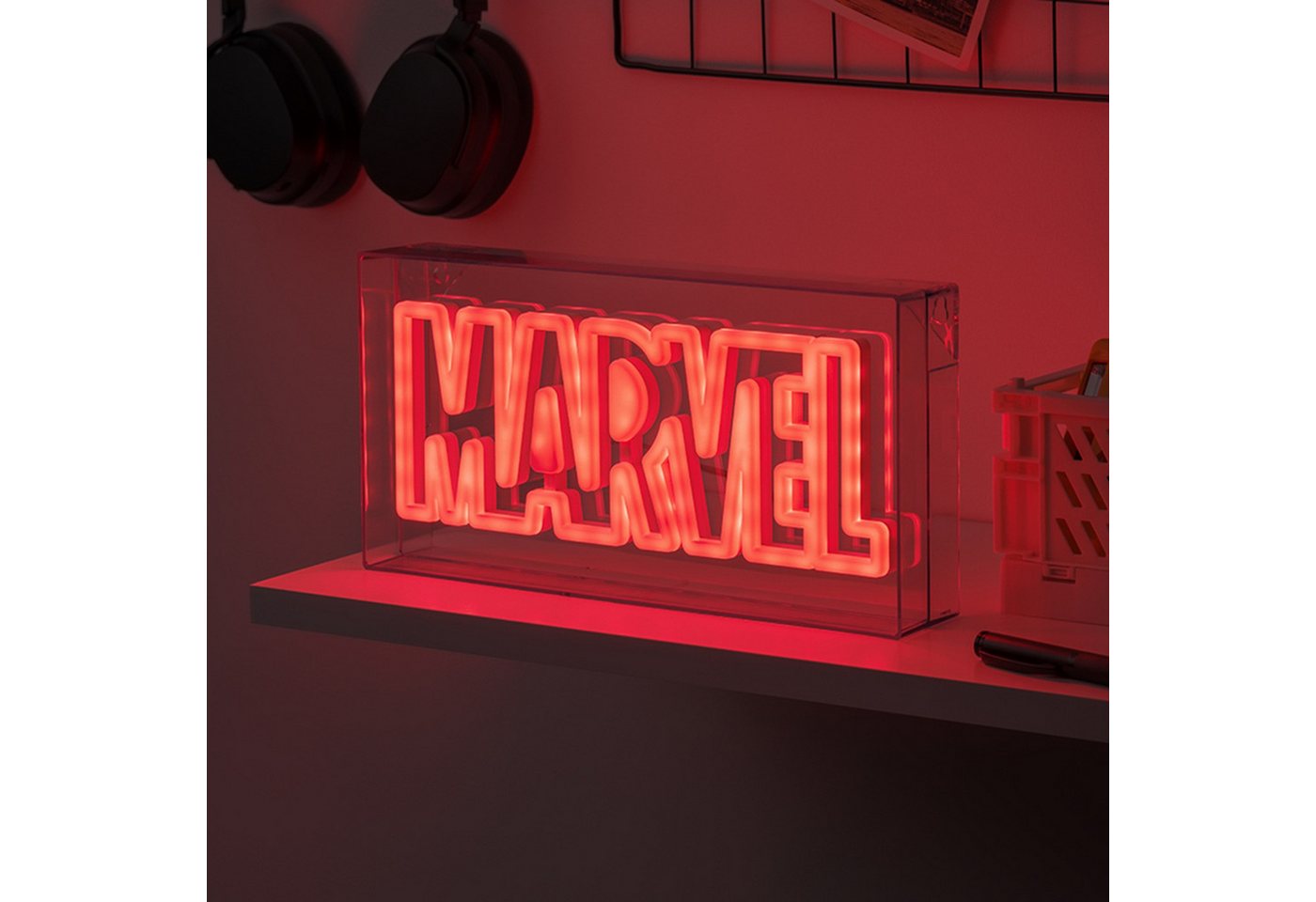 Paladone Dekolicht Marvel Logo LED Neonlicht, LED fest integriert, freistehendes oder wandmontierbares Licht-Schild – Bild 3 von 5