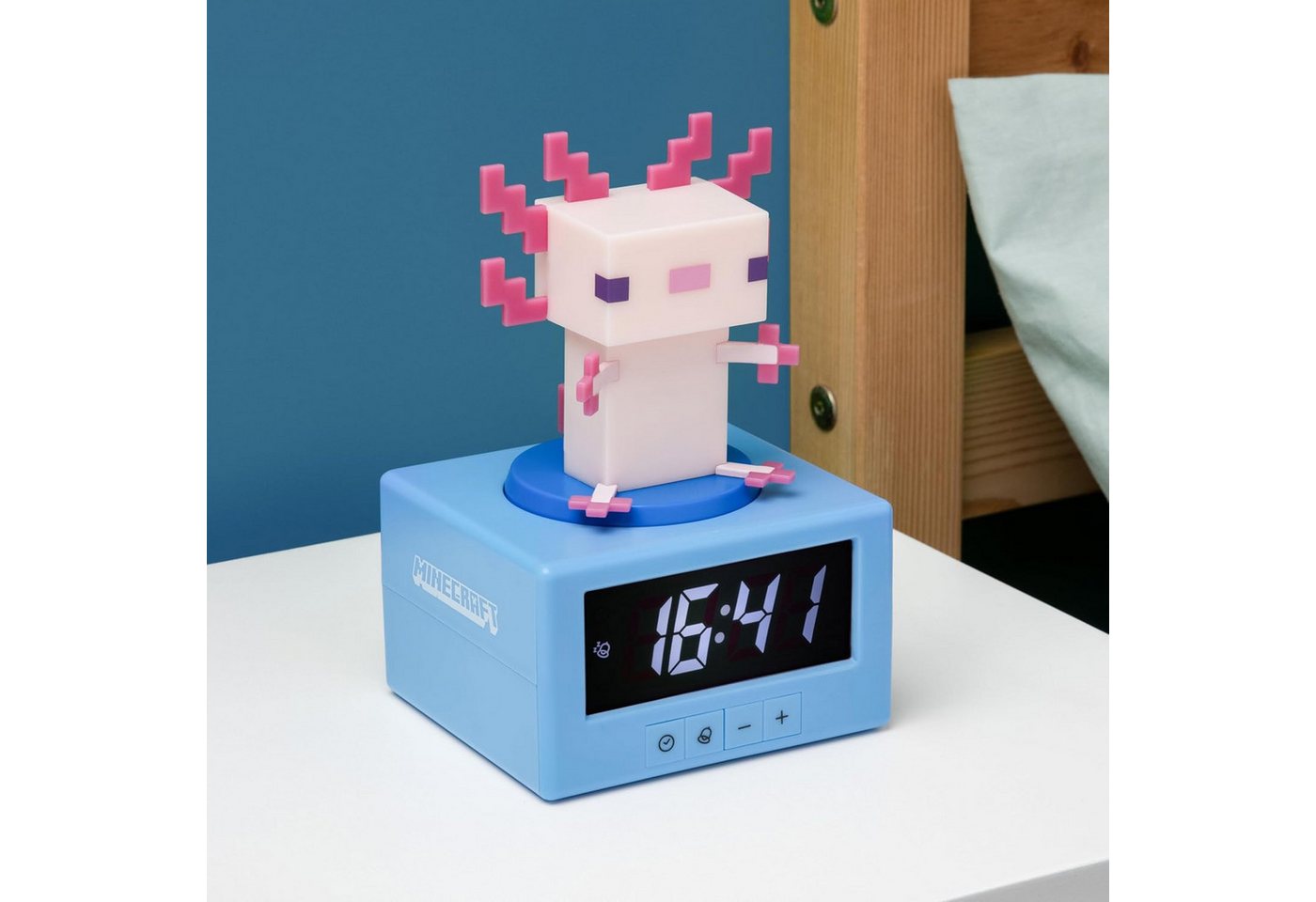 Paladone Kinderwecker Minecraft Axolotl Wecker mit Digitaluhr, Nachtlicht & Snooze-Funktion – Bild 2 von 5