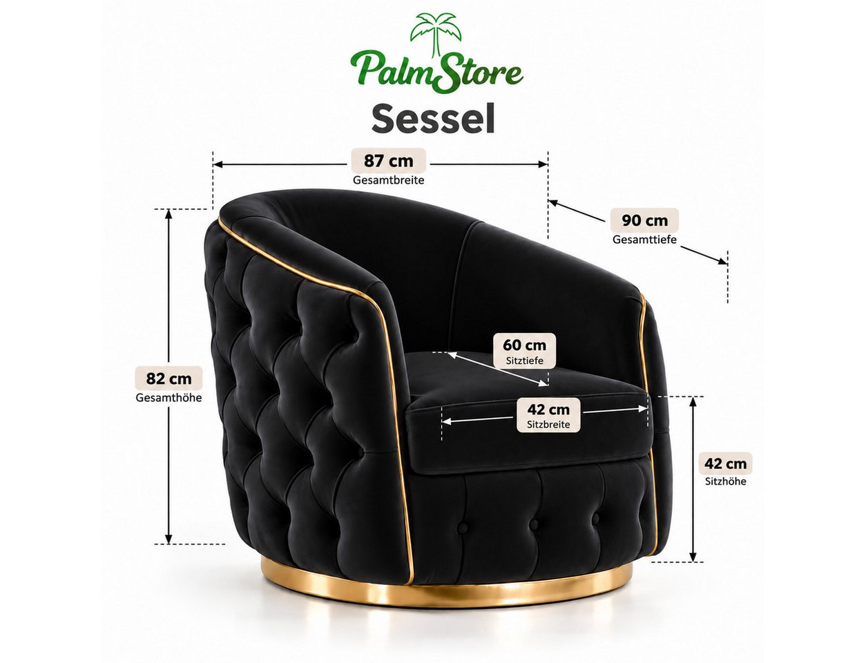 Palms-Store Sofa -Set MIRA mit Knopfheftung in 5 edlen Farbvarianten, Spar-Set, 3-Sitzer + 3-Sitzer + Sessel – Bild 4 von 5