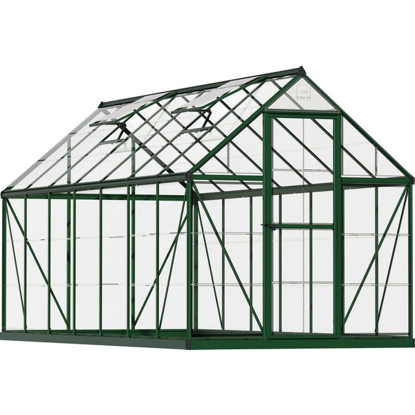 Palram - Canopia Gewächshaus Harmony, BxTxH: 185 x 424 x 208 cm, 0,7 mm Wandstärke, Set, inkl. Fundamentrahmen, mit klaren Polycarbonatplatten, grün