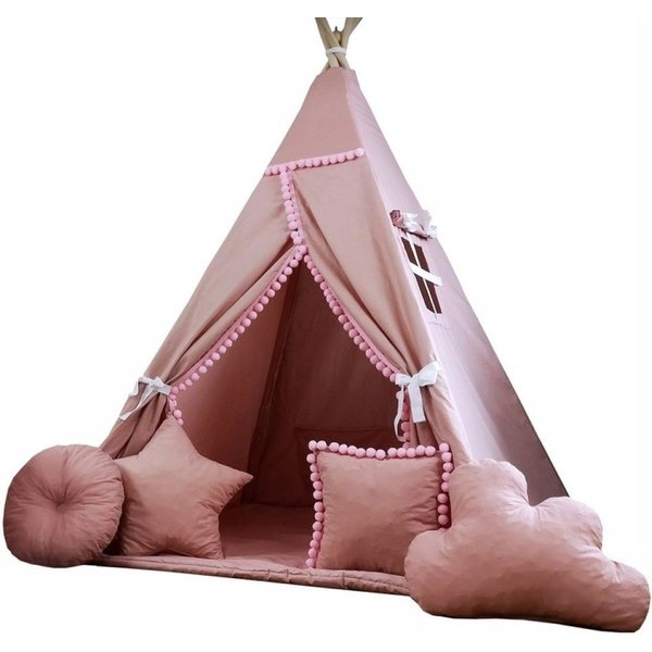Pamek Tipi-Zelt Basic, Kinder Spielzelt, Teepee, Zelt mit Fenster, Tipizelt, Spielset, Personen: 2 (7 tlg), Sehr weiches und angenehmes Material