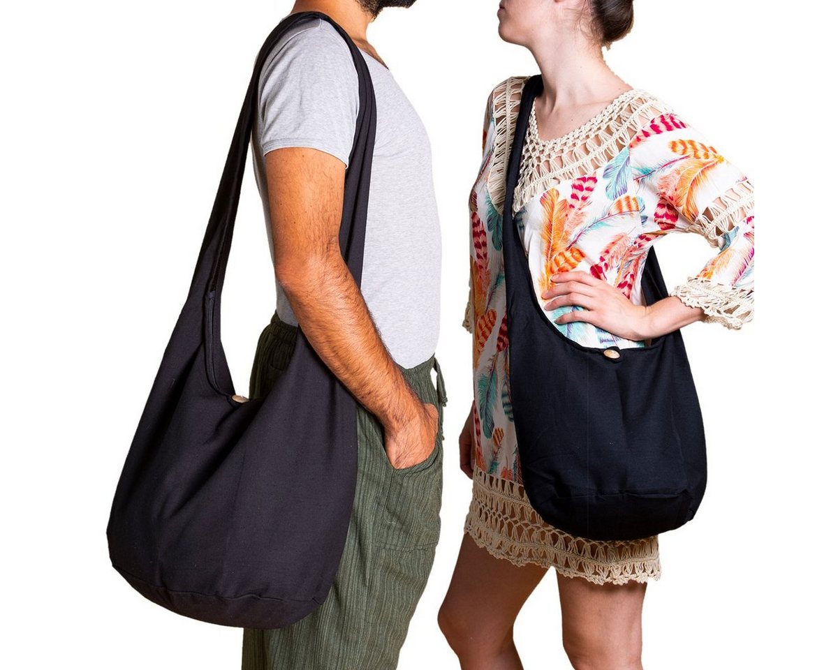 PANASIAM Freizeittasche Schulterbeutel einfarbig Schultertasche aus 100% Baumwolle in 2 Größen, Umhängetasche auch als Wickeltasche Handtasche oder Strandtasche – Bild 4 von 5