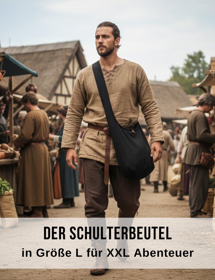 PANASIAM Freizeittasche Schulterbeutel einfarbig Schultertasche aus 100% Baumwolle in 2 Größen, Umhängetasche auch als Wickeltasche Handtasche oder Strandtasche – Bild 5 von 5