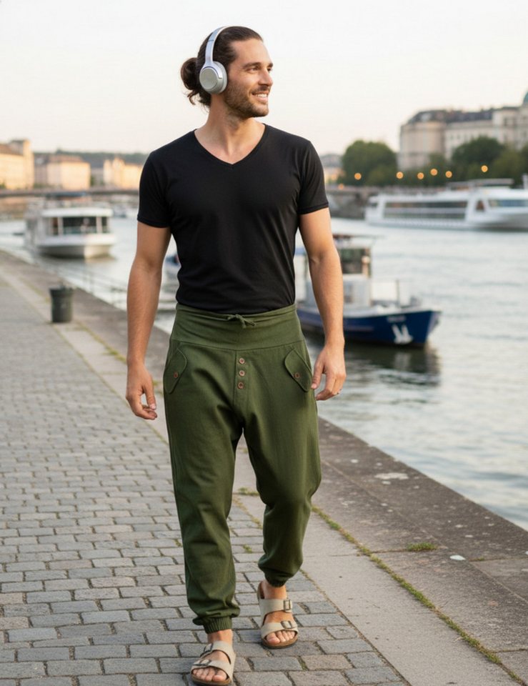 PANASIAM Haremshose Yogipants classic bequeme Freizeithose wie Aladinhose Unisex für Damen und Herren Haremshose Tunnelzug vorne Gummiband hinten – Bild 4 von 5