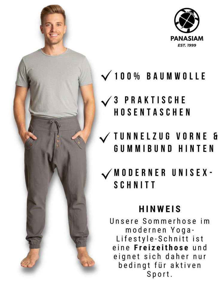 PANASIAM Haremshose Yogipants classic bequeme Freizeithose wie Aladinhose Unisex für Damen und Herren Haremshose Tunnelzug vorne Gummiband hinten – Bild 5 von 5