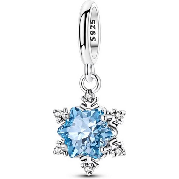 PANDACHARMS Bead Blauer Eiskristall Charm Anhänger, 925 Sterling Silber mit Zirkonia