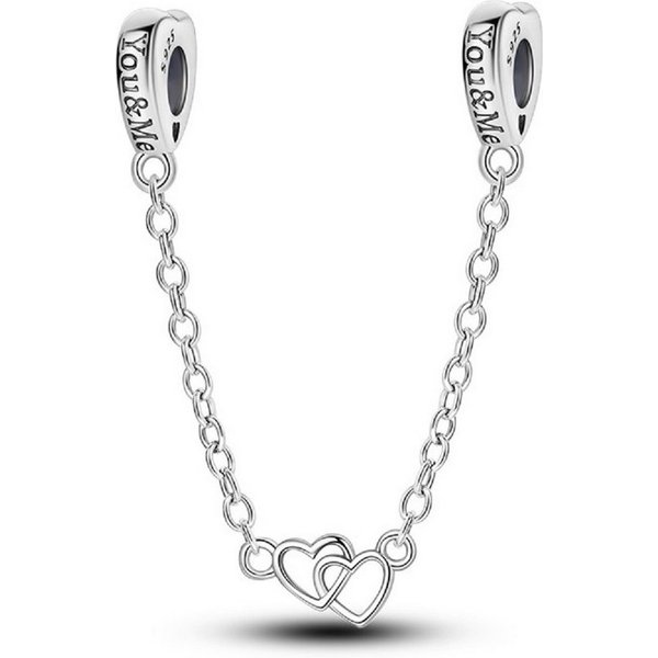 PANDACHARMS Bead Verschlungene Herzen Stopper Sicherheitskette, 925er Sterling Silber